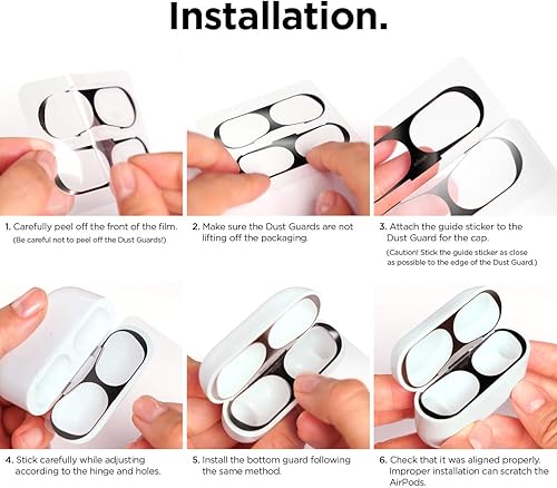 Miniatura 6 de elago Protector contra el polvo compatible con AirPods Pro (1 y 2), película antipolvo, protege del polvo de hierro y metal (1 juego, gris oscuro)