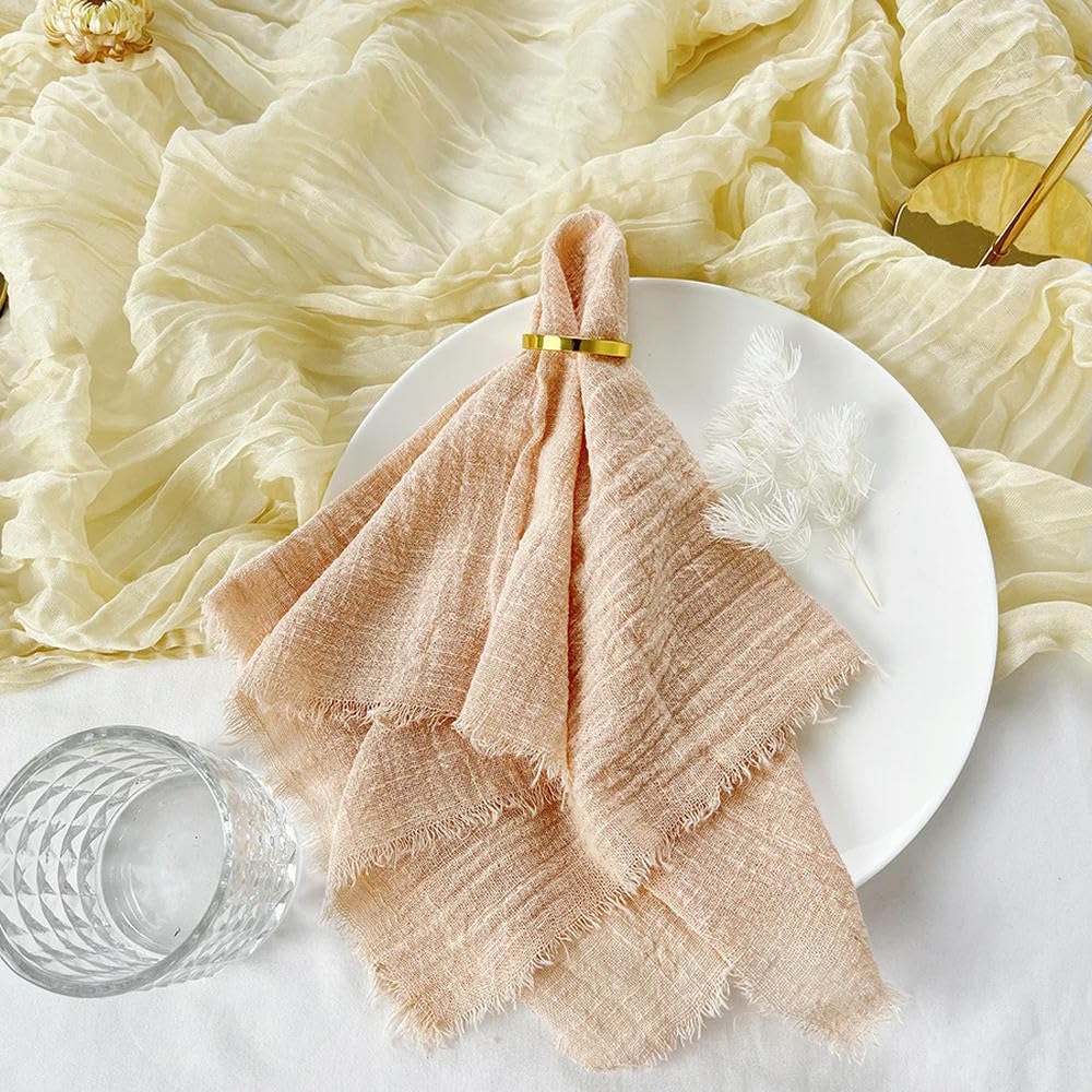 Serviettes de table en coton vert lavables pour une décoration de mariage bohème chic