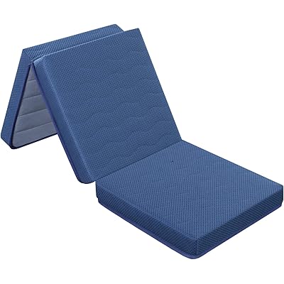 オリースリープ(Olee Sleep) 三つ折りメモリーフォームキルトトッパー ブルー シングル キルティング 低反発 高反発 幅97×奥行195×厚さ10cm …
