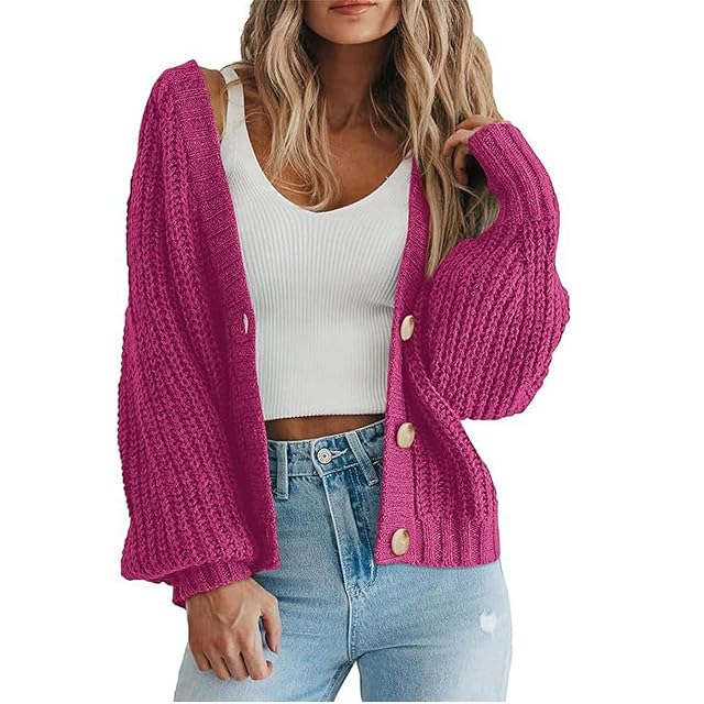 Cardigan Sweaters for Women Trendy Button Up Sweaters Long Sleeve Fall Cardigans Cute Warm Cozy Knit Sweater Coats