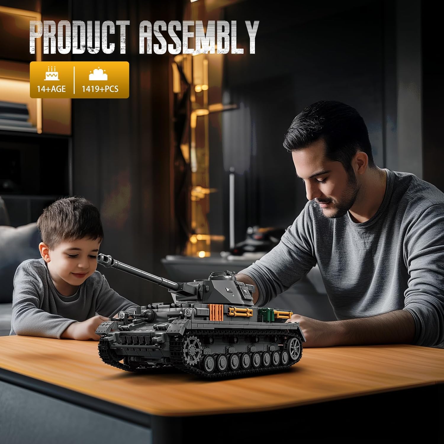 Tanks Building Set for Adult Boys (1419 Piece), Military World Classic Panzer IV Heavy Tank Blocks Toy Home Office Collection Model, Birthday Gifts for Building Blocks Lover
