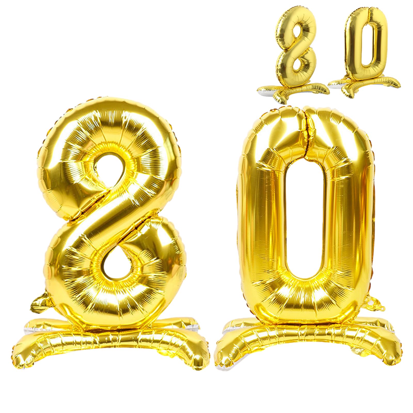 80 Balloon Numbers Gold Giant Self Standing Number 80 Balloon Birthday Foil Balloons for 80th Birthday Party Decorations 80 Anniversary Party Supplies