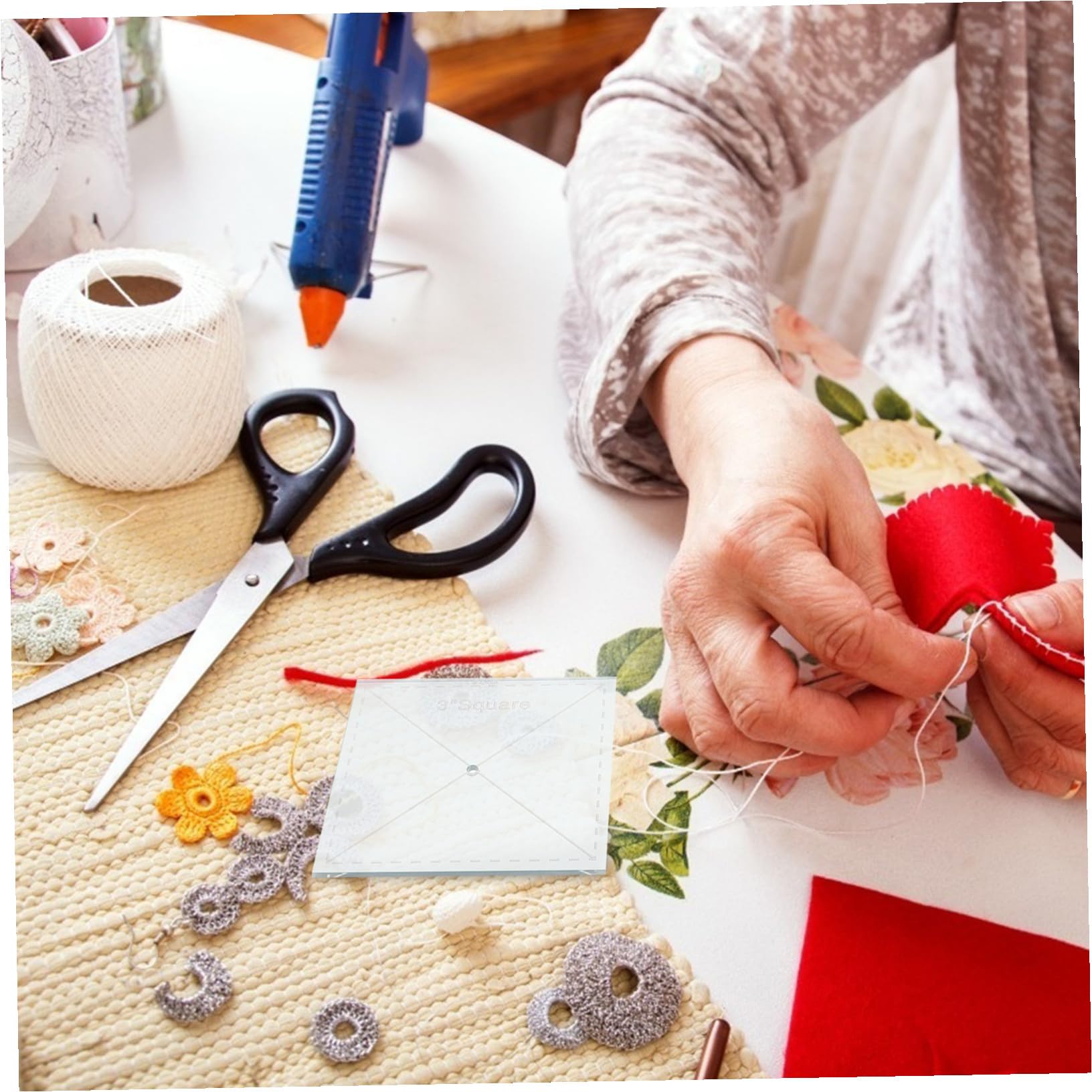 Regla de Patchwork Acrílica Circular para Costura Diy, 5 Piezas | Plantillas de Acolchado y Bordado, Acrílico Ligero y Duradero, Portátil y Seguro, Uso en Pintura