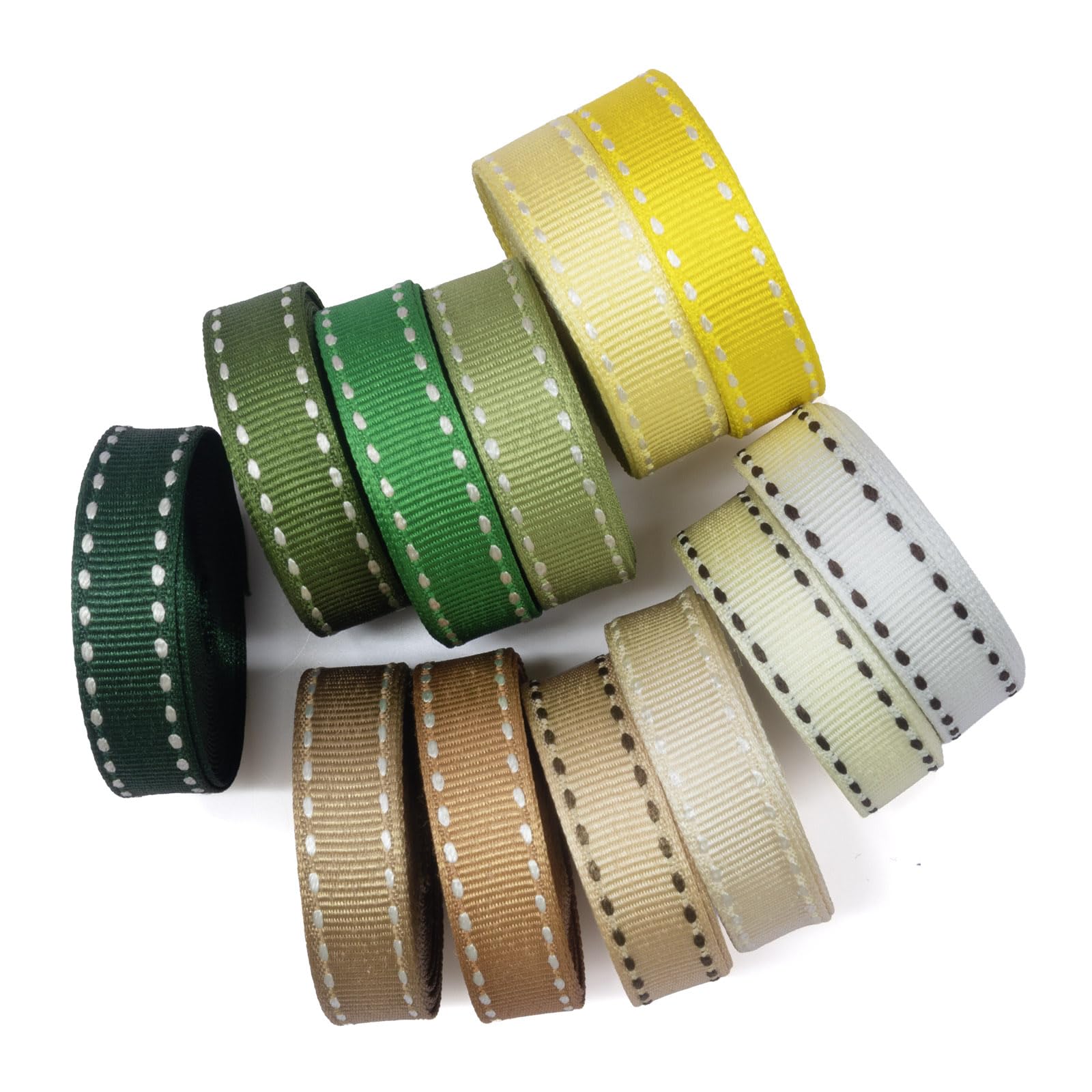 Lot de 24 rouleaux de ruban gros-grain - Bords cousus multicolores - 10 mm de large - Ruban artisanal pour couture, emballage cadeau, nœuds pour cheveux et projets de bricolage