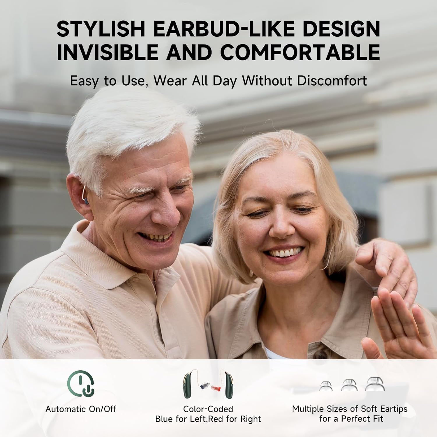 RIC OTC Bluetooth Rechargeable Hearing Aids for Seniors & Adults, AI Noise Cancelling, Smart App Control & Comfort Fit for Daily Use