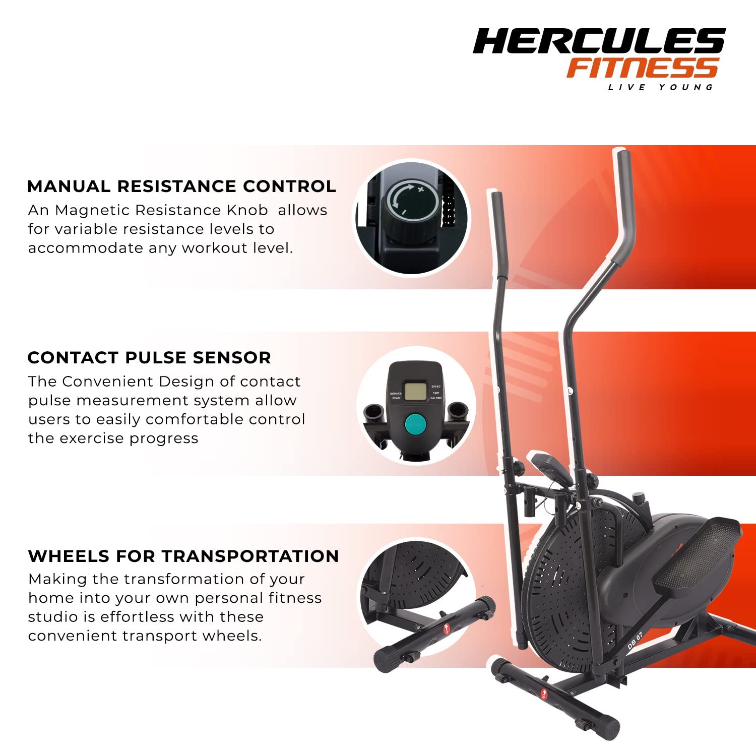 Hercules Fitness Air Bike Cum Elliptical Cross Trainer For Home