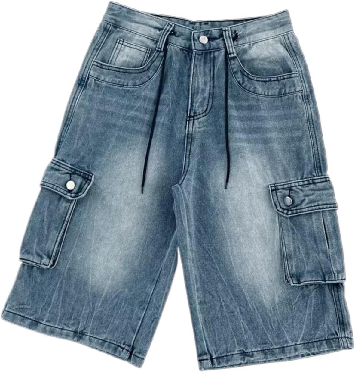 Men’s Denim Cargo Shorts Vintage Loose Fit