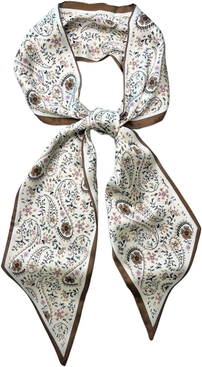 Julunar Hair Scarf for Women Silky Long Neck Head Scarves Purse Bag Scarfs for Handbag Satin Headscarf