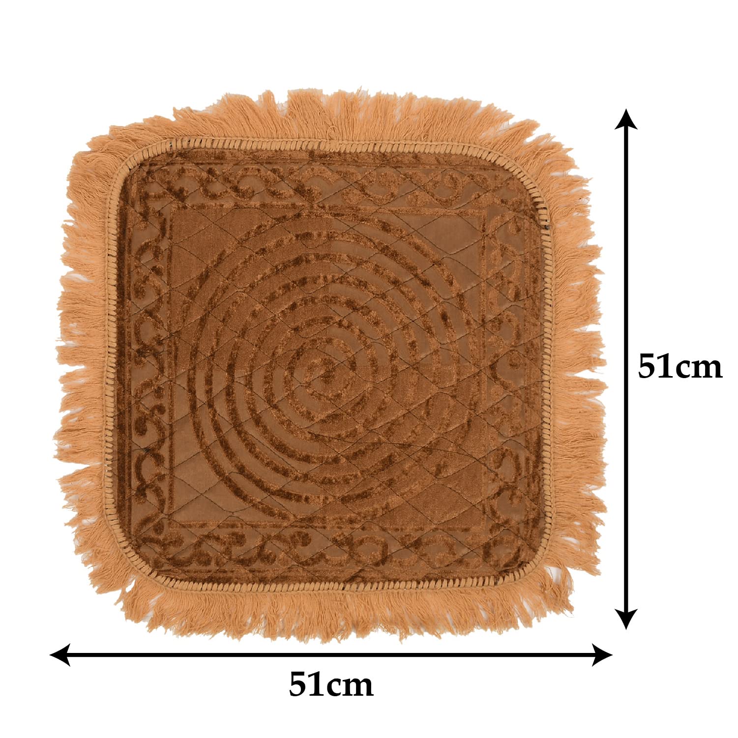 Kuber Industries Velvet Circle Print Pooja Aasan/Prayer Aasan/Meditation Mat for Home Pack of 2 (Brown) 54KM4133 4