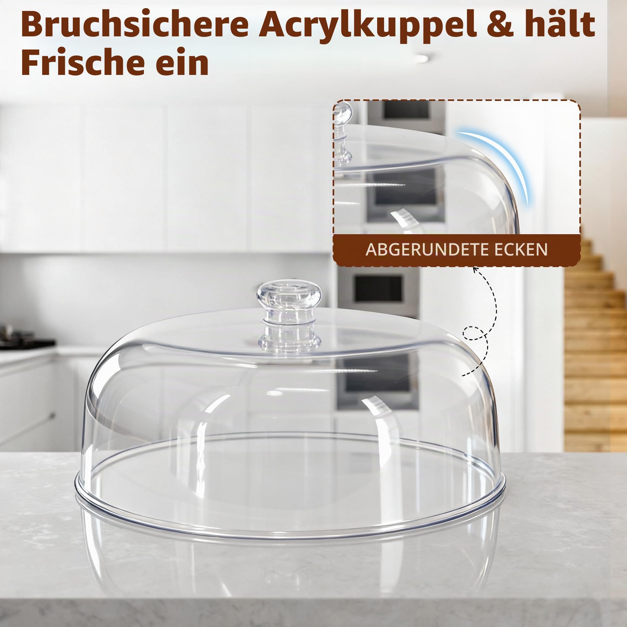 30cm Drehbar Tortenständer Tortenplatte, Multifunktional Holz Kuchenständer | Mit Deckel & Fuß & 4 Stück Gold Cake Board, Runde Drehteller für Küche Backen Hochzeit Party