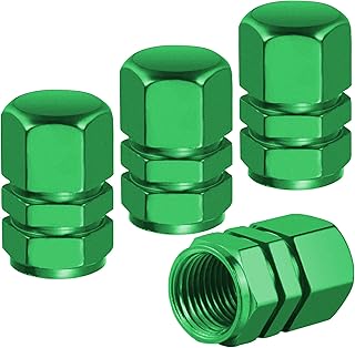 Flaconi 4PCS Tapones Ruedas Coche,Tapones Valvula Coche,Tapones Rueda Coche,Valvula Rueda Coche, apones Neumaticos Coche,Tapon Rueda Coche, Adecuado para Automóviles,SUV (Verde)