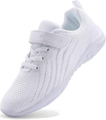 BAXINIER Girls White Cheerleading Shoes Breathable Youth Cheer Competition Sneakers Athletic Training Dance Tennis Walking Shoes