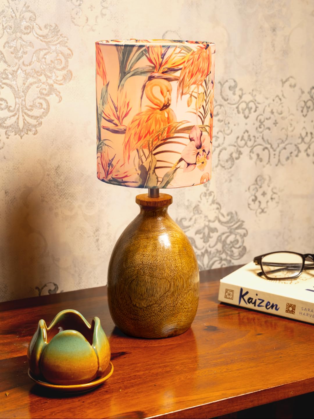Green Girgit Wooden Dome Table Lamp with Multicolor Pink Flamingo Lamp Shade | Night Lamp | Reading Lamp | Home Decor Items | Wooden Bedside Table Lamp | Kids Room Lamp (Pink Flamingo) (B0CR3NWPCF) Amazon Price History, Amazon Price Tracker