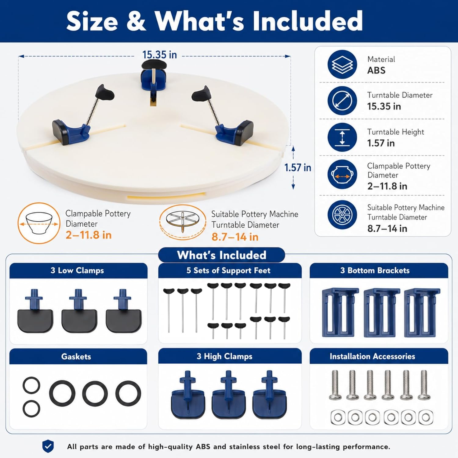 Pottery Wheel Trimming Clamp, 15.35 in Ceramic Centering Tool