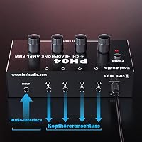 Amplificator pentru căști stereo Fosi Audio PH04 cu 4 canale, din metal, distribuitor portabil pentru căști cu adaptor 12V 1,5A pentru studio și scenă 2