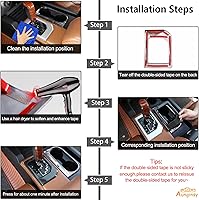 Vista 4 de Aunginsy Cubierta de panel de palanca de cambios para Toyot@a Tundra 2014-2021 Consola de palanca de cambios antiarañazos, marco de panel de cambio