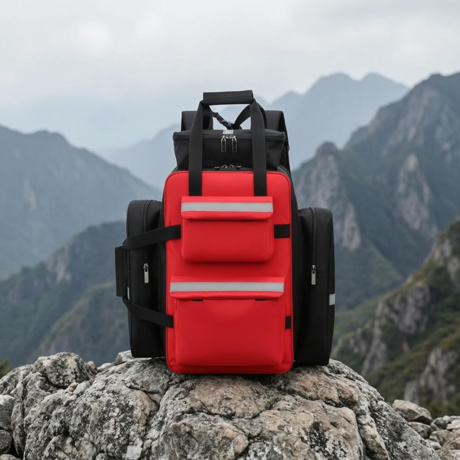Zaino da Emergenza Impermeabile Zaino di Salvataggio Professionale Borsa con Strisce Riflettenti per Medici, Campeggio