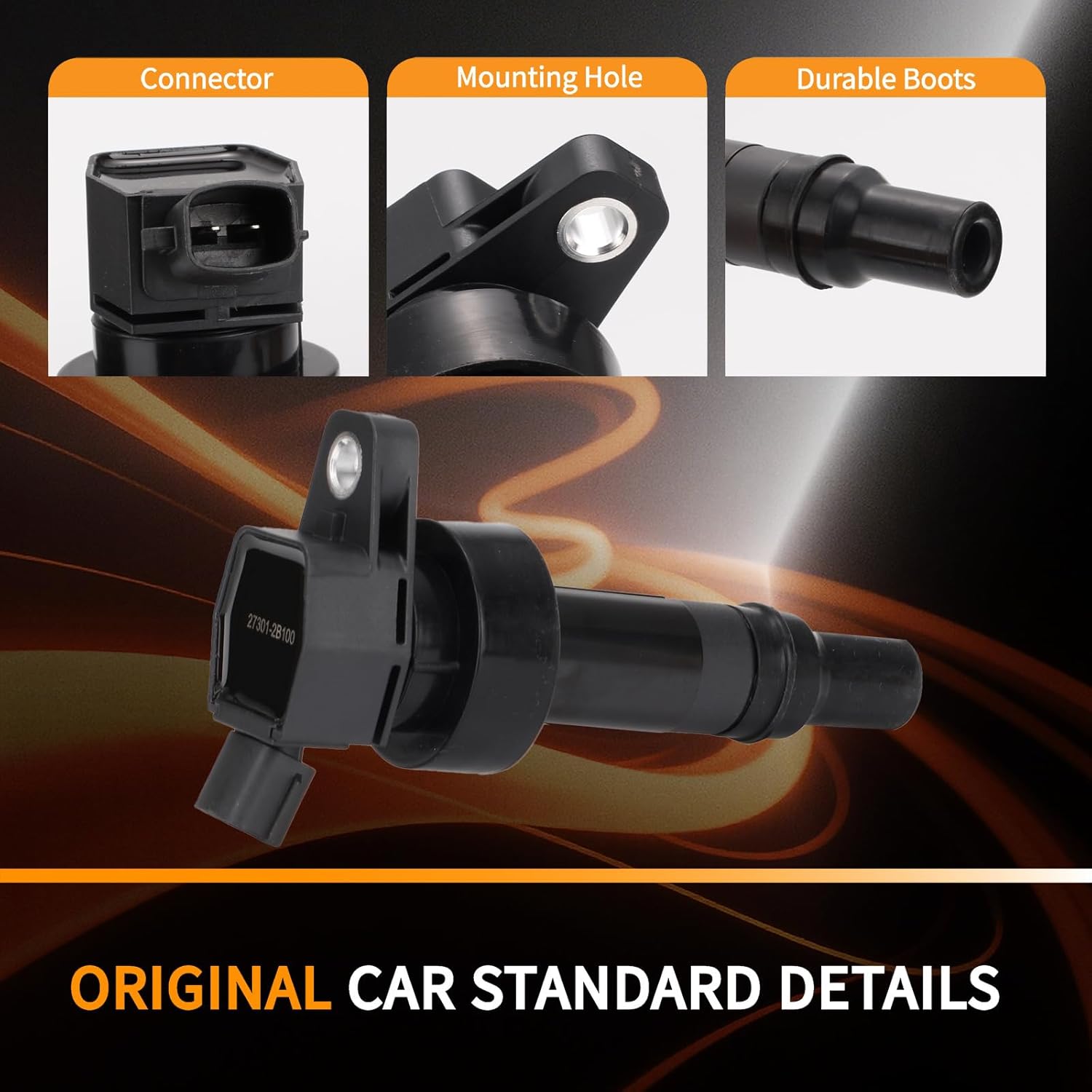 UF652 OEM Ignition Coil Packs (Set of 4) - Compatible with Hyundai Accent Veloster Turbo Kia Rio Soul 2012 2013 2014 2015 2016 2017 2018 2019 2020 2021 2022 - L4 1.6L Engine - Replaces # C1803 GN10634