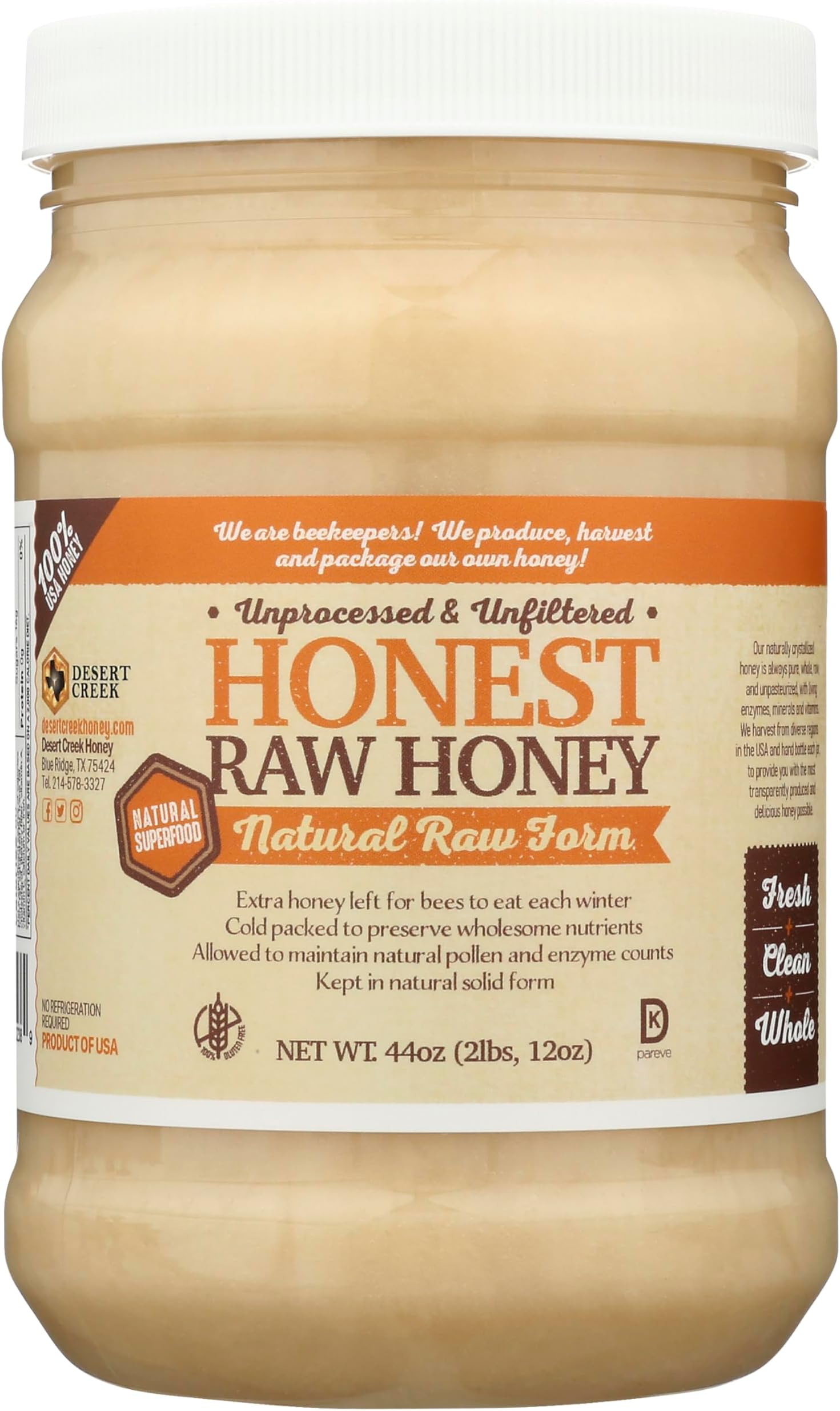 Honest Raw Honey, Pure Natural American Honey, 44 Ounce