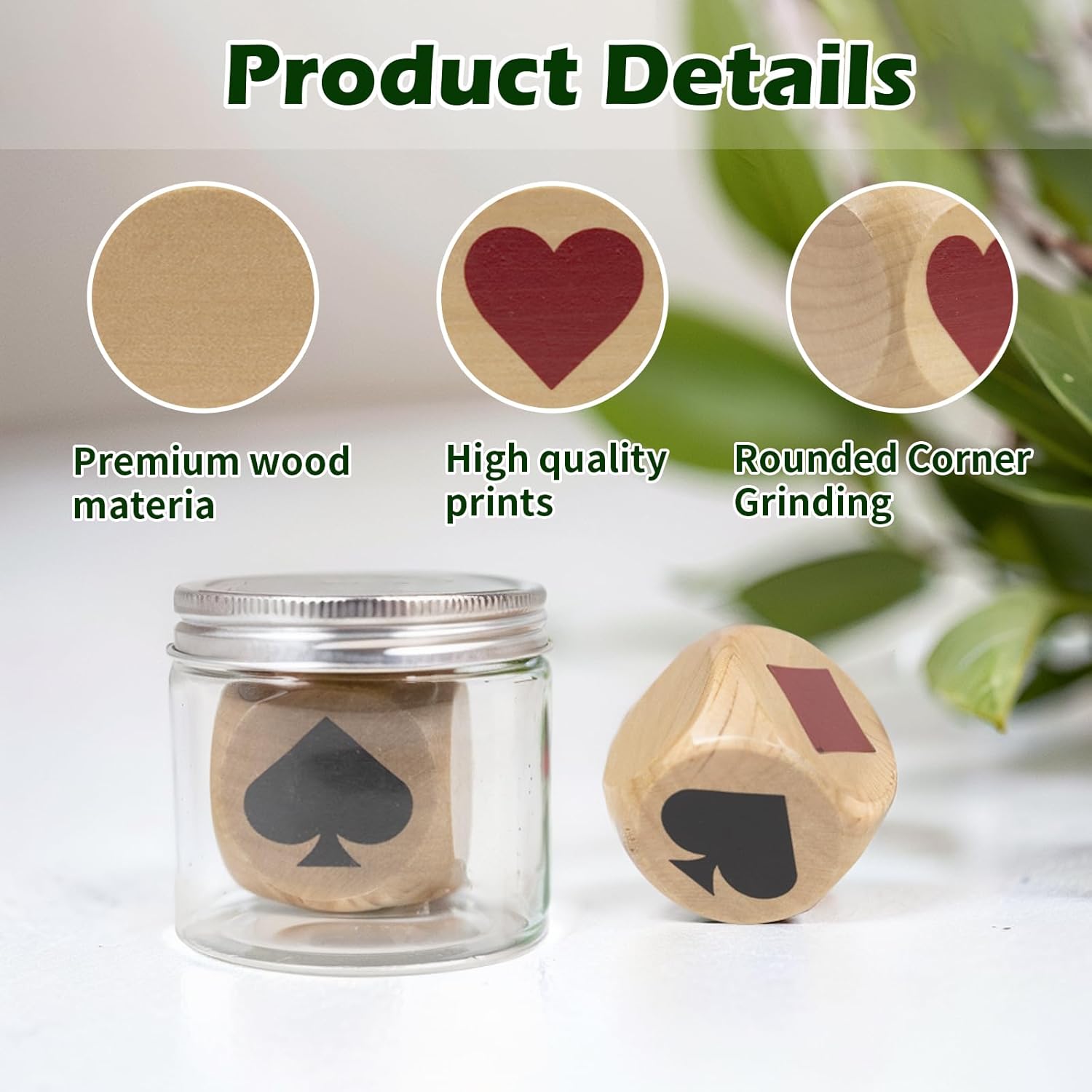 Premium Trump Marker Dice Big Size 1.57''(4cm) Euchre Indicator,Wooden Cube,Great Tools for Euchre Pinochele Playing Cards,Great Gift for Bridge Cards