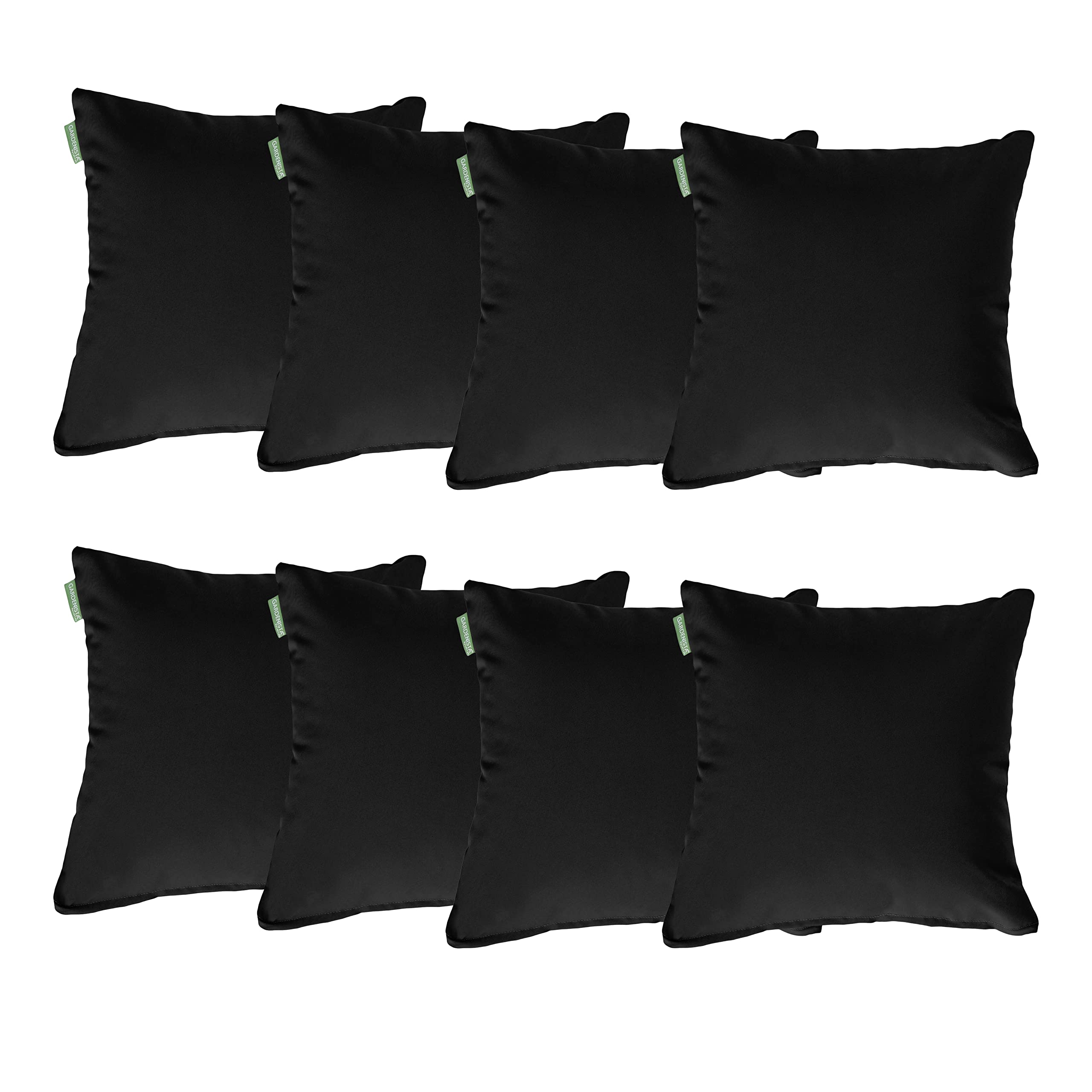 Gardenista 18" Garden Scatter Cushion | Outdoor Water Resistant Garden Furniture Pillow | Soft and Comfy Patio Furniture Cushions | Throw Pillows for Sofa, Couch, Balcony - 8 Pack (Black)