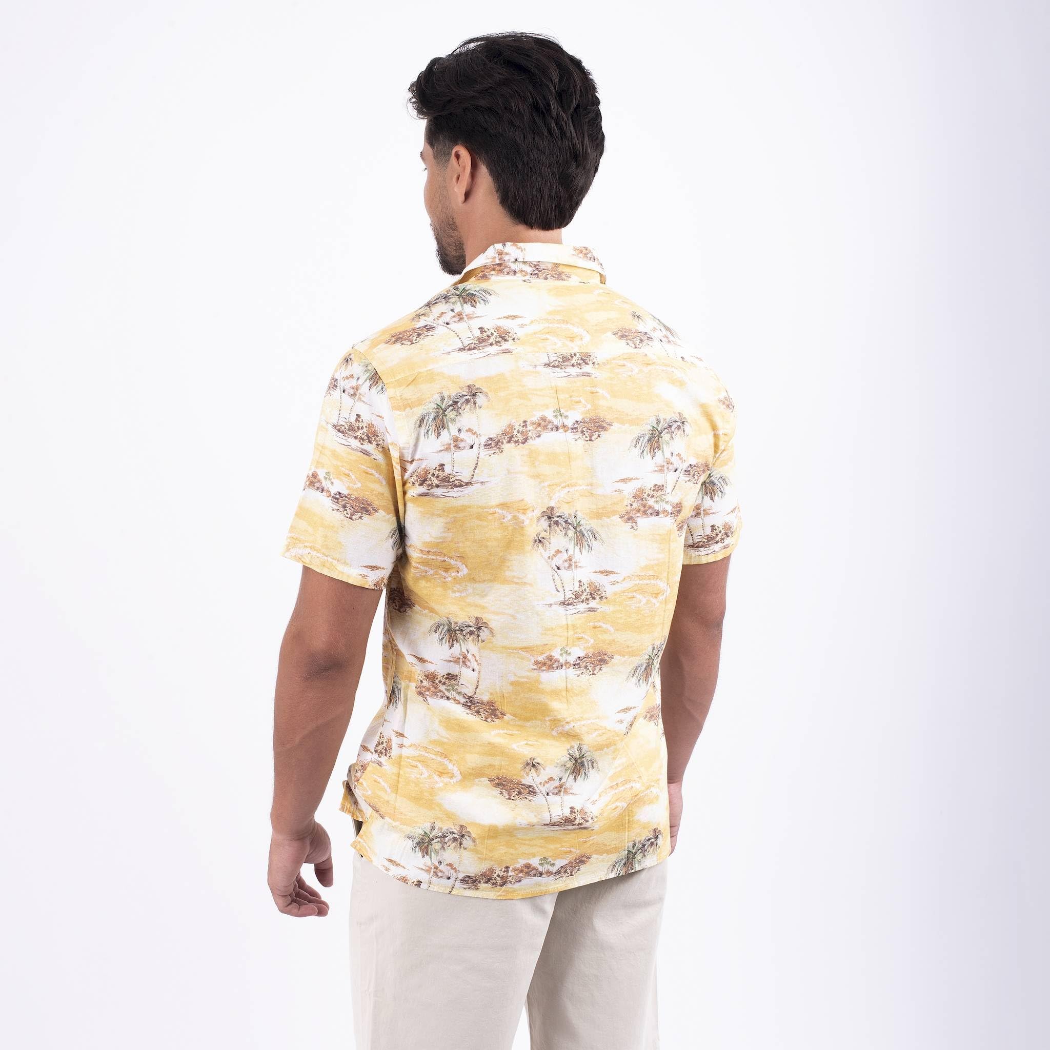 Panareha Camicia Hawaiana Aloha Uomo KALAPAKI Giallo (L)