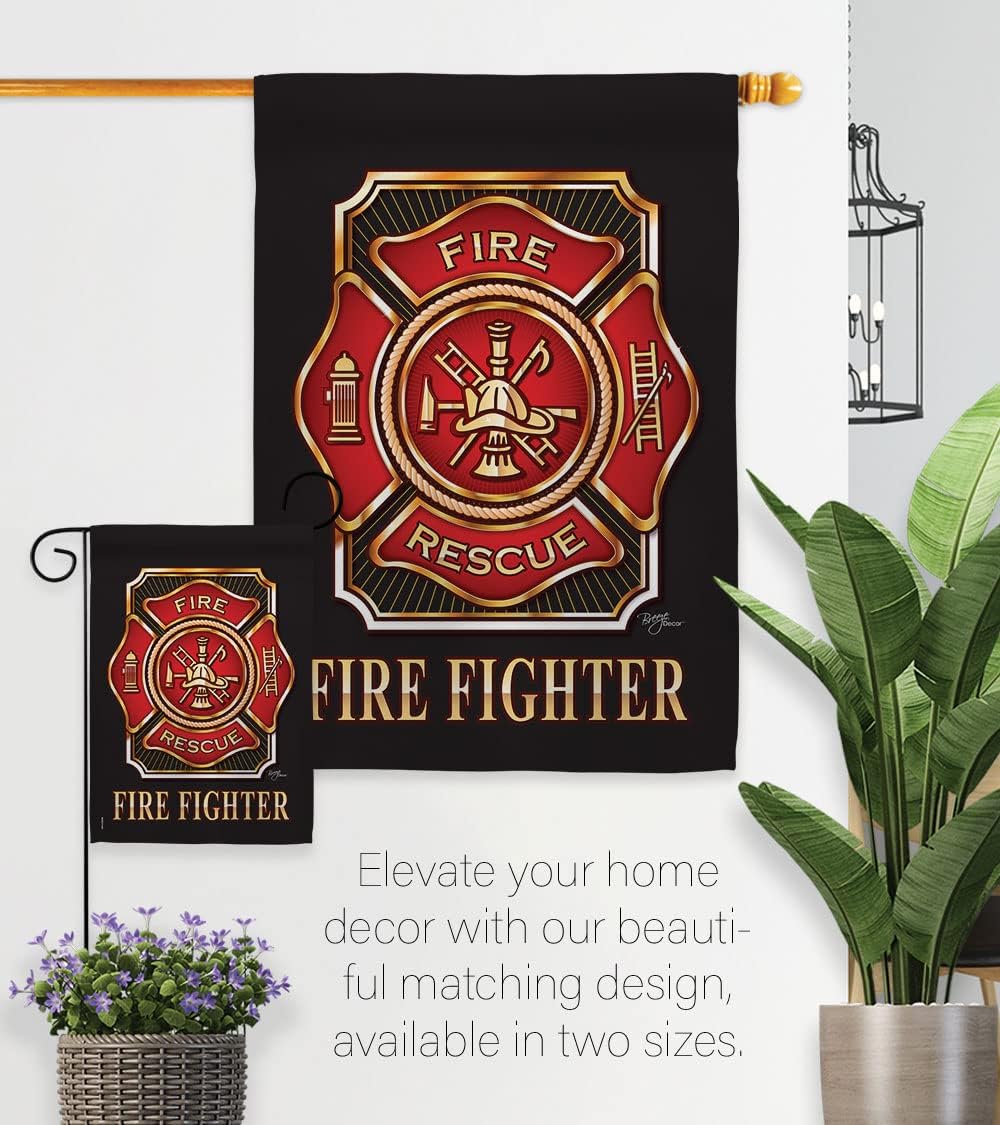Fire Fighter Garden Flag - Set with Stand Armed Forces Firefrighter Fireman Department Rescue Red Line Hero Support - House Decoration Banner Yard Gift Double-Sided Made in USA 13 X 18.5 - Image 8