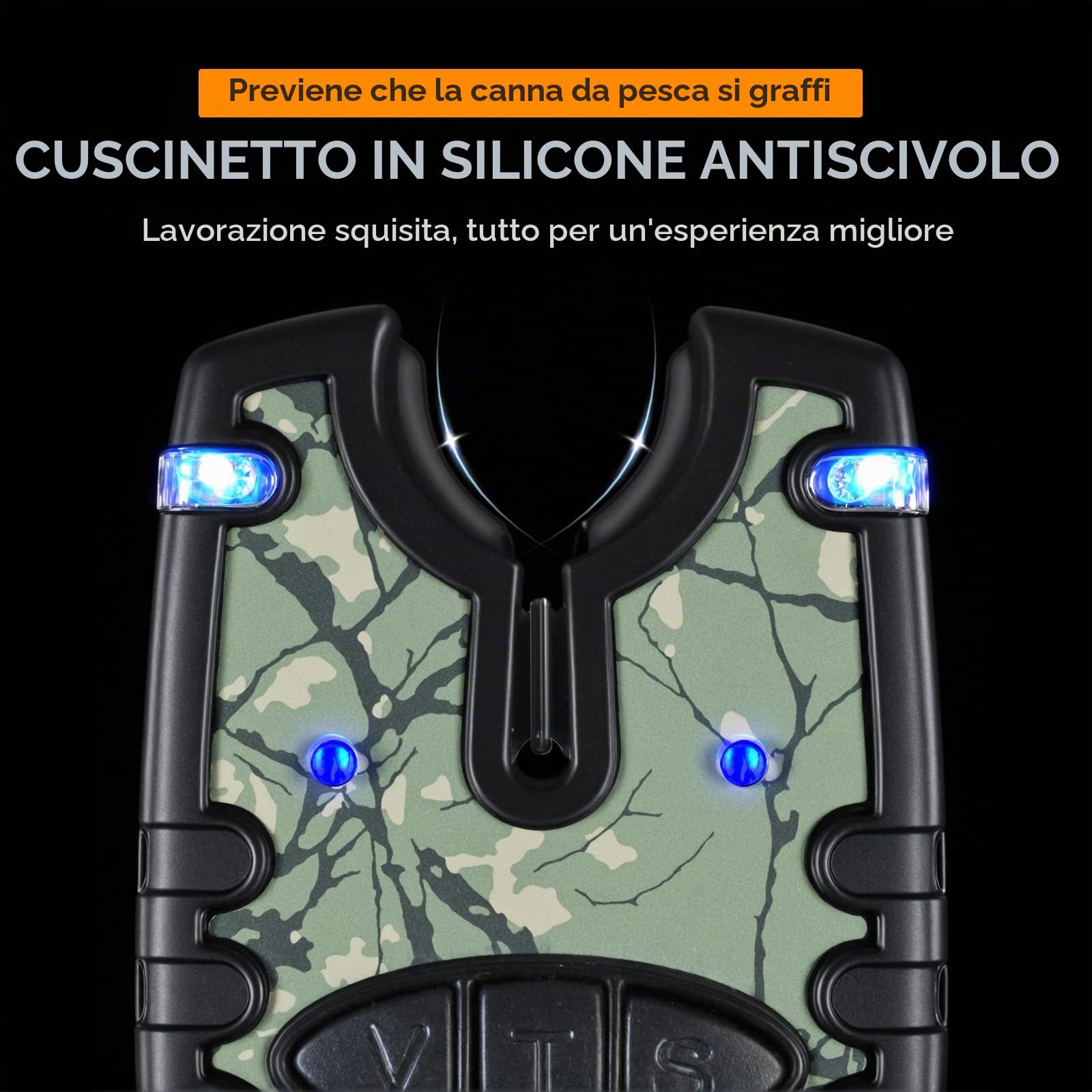 Set di 3 luci a LED per pesca e scambisti con indicatore di morso e luce a LED per carpa
