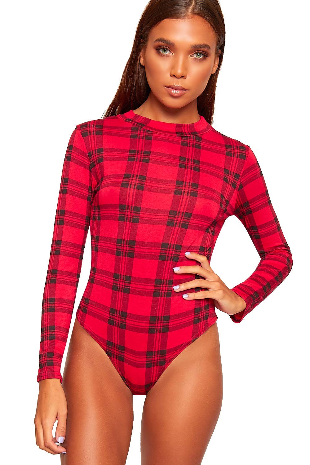 WearAll Womens Turtle Neck Bodysuit Ladies Long Sleeve Stretch Leotard Top