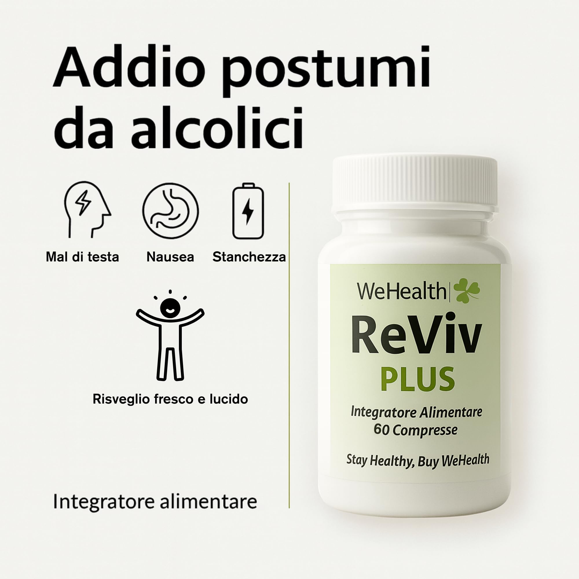 ReViv Plus MAXI - Sconfigge i Postumi da Alcolici (Hangover) - Integratore Alimentare con Partenio, Cardo Mariano, Broccox®, Vitamine C ed E, Magnesio, Zinco e N-acetil-L-cisteina
