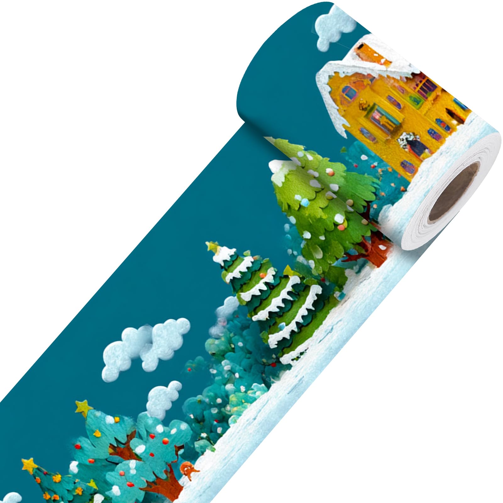 Nuxovilar Winter Village Peel Stick Wall Border PVC 3.94x16.4'