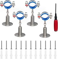 Kodilin 4-Pack 304 Stainless Steel Adjustable Pipe Supports for 3/4" (25-28mm) Pipes - Wall/Ceiling Mount Clamps with Anti-Scratch Pads