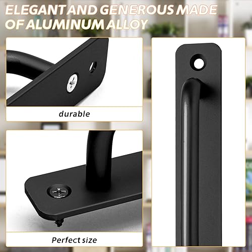 Miniatura 4 de Piutouyar Paquete de 2 manijas de puerta corrediza de granero de aleación de aluminio, manija de puerta central de agujero de 5.039 in5 pulgadas,