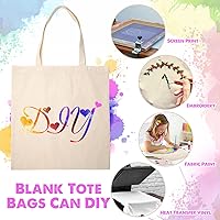 Vista 4 de 20 bolsas de lona de 15 x 16 pulgadas, bolsas de algodón natural en blanco reutilizables a granel con asas y hoja de PTEF, bolsas de tela de playa