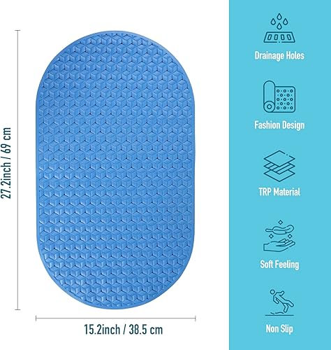 Miniatura 2 de Tapete antideslizante para bañera con ventosas, sin olor, material de goma extra suave con orificios de drenaje, lavable a máquina para niños y