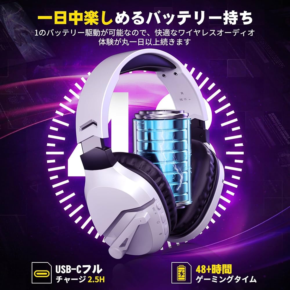 Amazon.co.jp: WolfLawS ゲーミングヘッドセット ワイヤレス 2.4