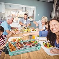 Vista 2 de Parrilla eléctrica para interiores, parrilla eléctrica 2 en 1 de 1500 W con red de parrilla y placa extraíble de cocina antiadherente, parrilla