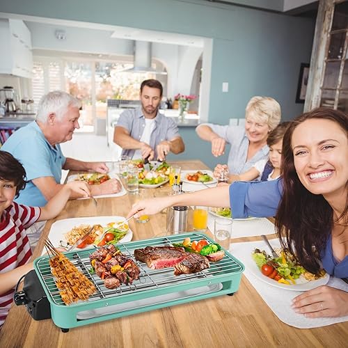 Miniatura 2 de Parrilla eléctrica para interiores, parrilla eléctrica 2 en 1 de 1500 W con red de parrilla y placa extraíble de cocina antiadherente, parrilla de