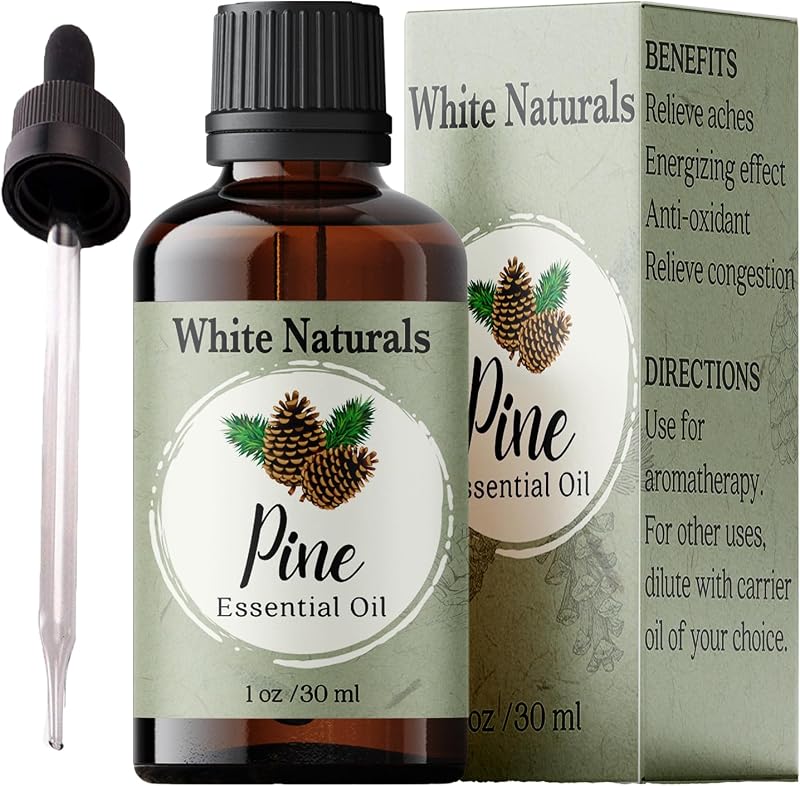 Óleo essencial de pinho White Naturals, fragrância amadeirada, frasco com conta-gotas de 30 mL