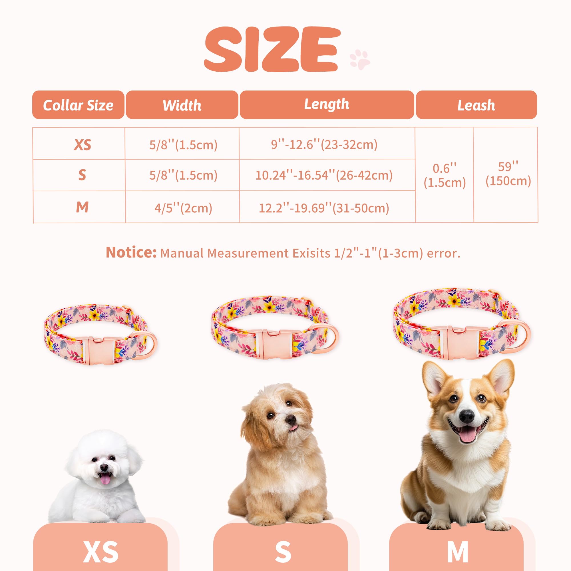 Dote on Dog Collar and Lead Set including Bow Tie, Girl Dog Collar with Detachable Flower with Strong Gold Buckle - Image 3
