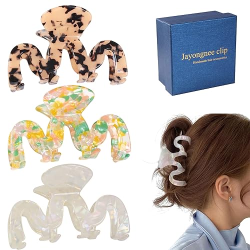 Jayongnee - 3 pinzas grandes para cabello grueso y fino (multicolor3)
