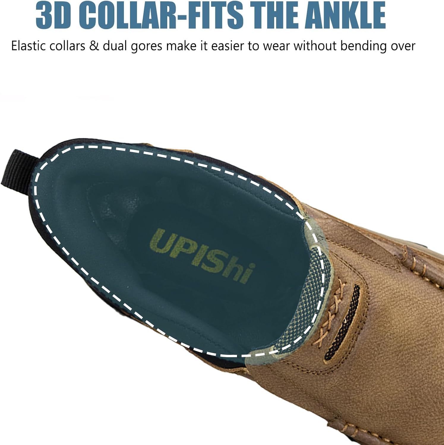 UPIShi Men's Hands Free Slip On Walking Leather Loafers Slip-ins Work Office Dress Casual Outdoor Lightweight Cushioning Shoes - Image 7