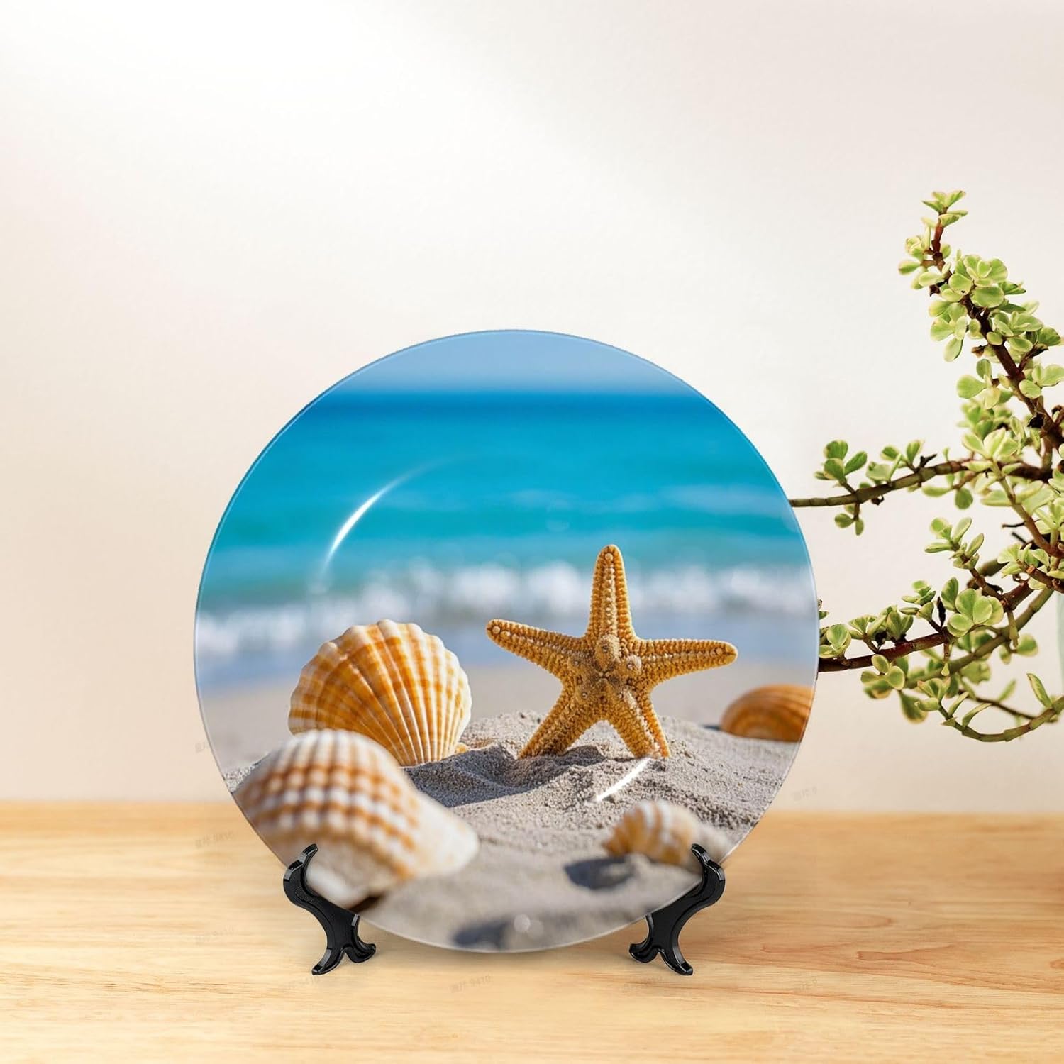 Decorative Plate Art Crafts Bone China Decorative Plate with Display Rack Souvenir Wall Decor Ceramic Ornaments Dinner Plates Ceramic Decoratives Plates for Home Office 10in