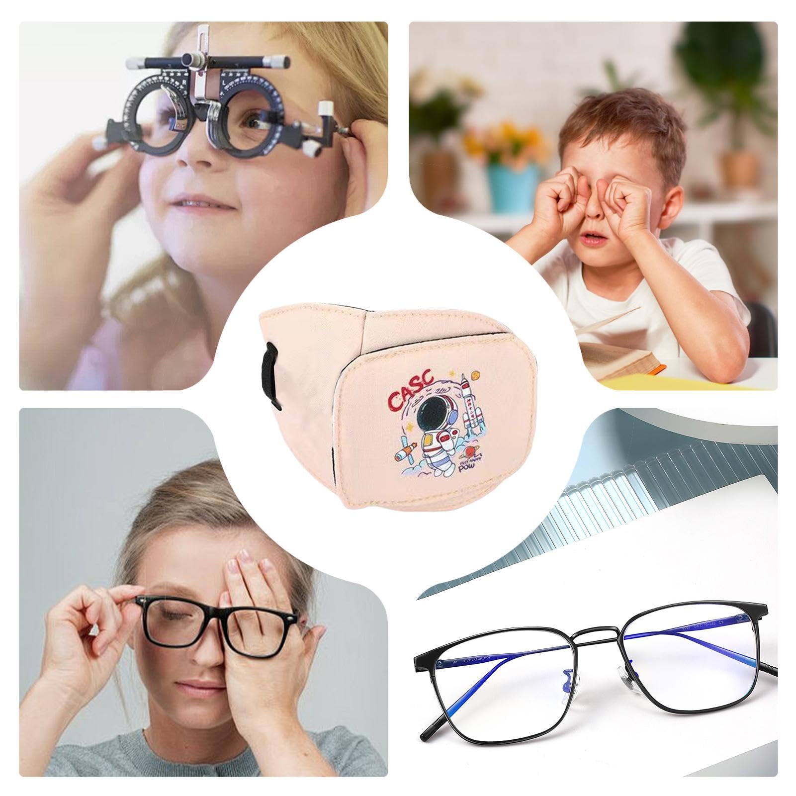 Glasses Eye Patch, Shading Soft Cotton Eye Patch, Multifunctional Glasses Patch, Soft Eye Patch, Children Glasses Eyepatch, Easy To Use, Portable for Boys Girls Kids Children