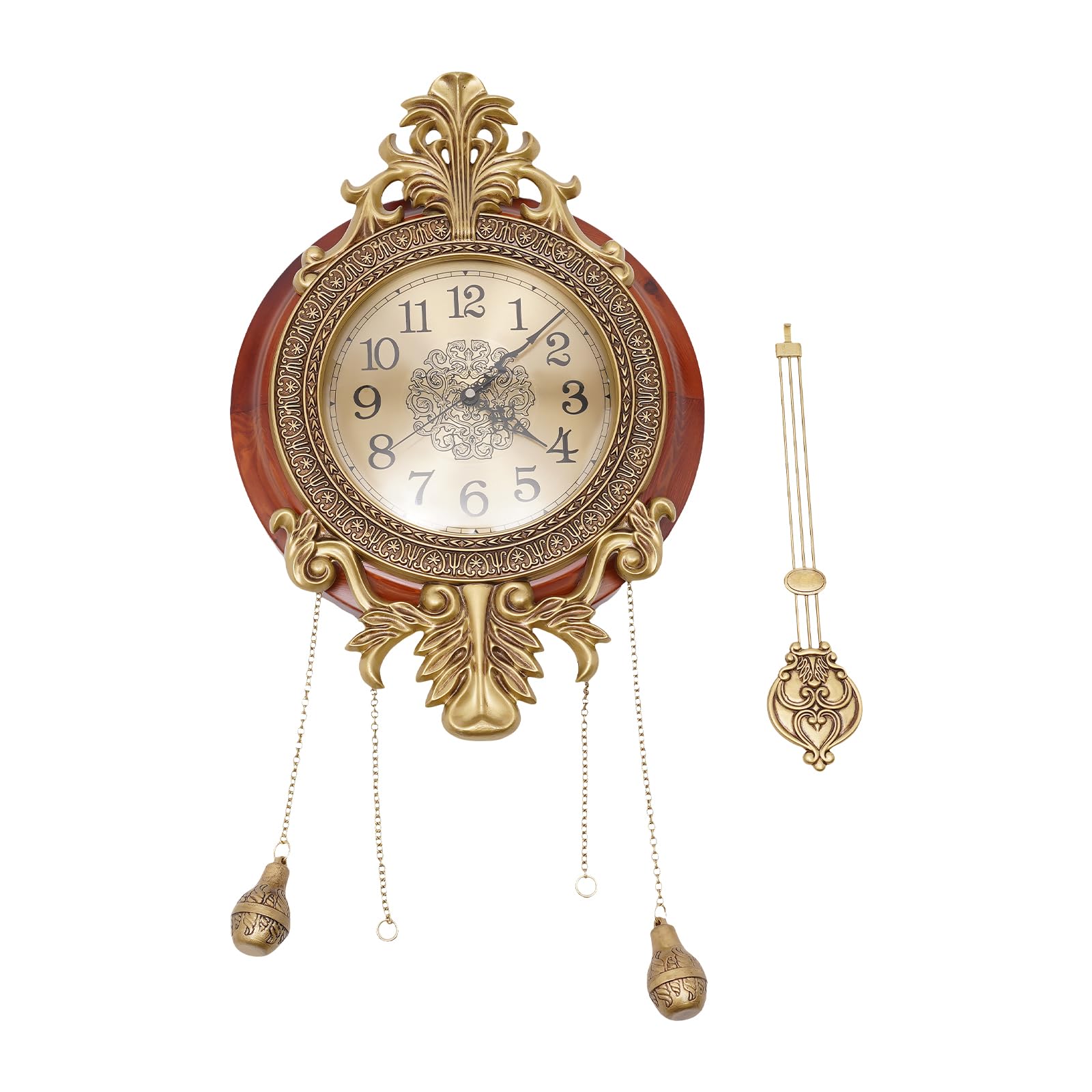 CHUOZI 8.7 in Wall Clock,Retro with Swinging Pendulum, Silent