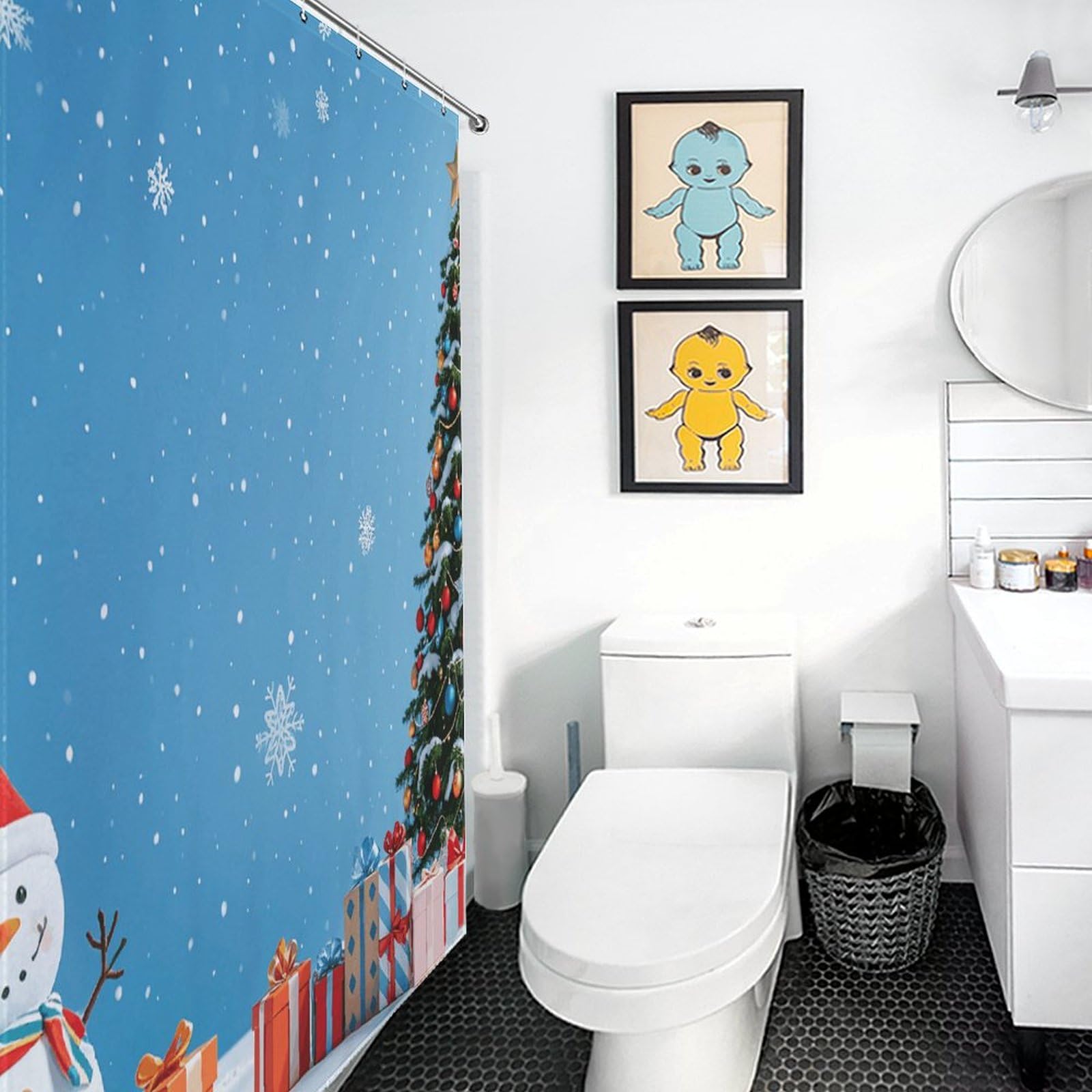 Rideau de douche scène de neige de Noël pour relooker votre maison pour les fêtes