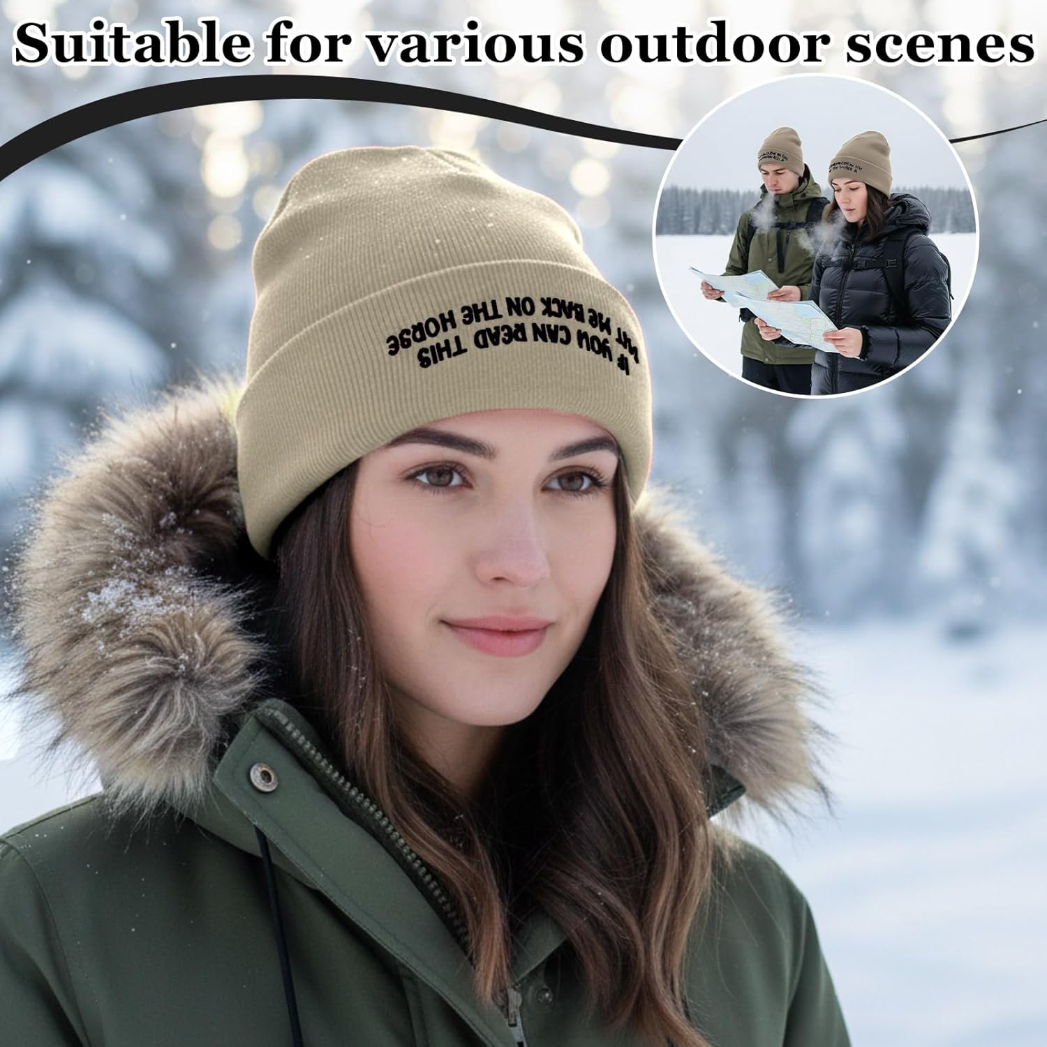 Horse Gifts for Womens Winter Knitted Hat, If You Can Read This Put Me Back on The Horse, Gift for Christmas - Image 2