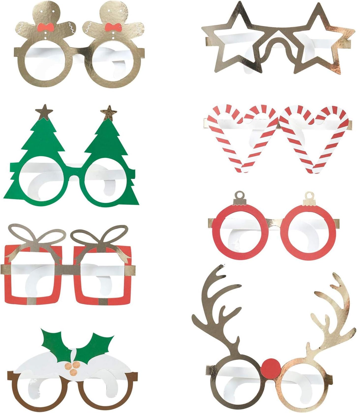 Ginger Ray Christmas Novelty Fun Glasses 8-Pieces, Multicolour