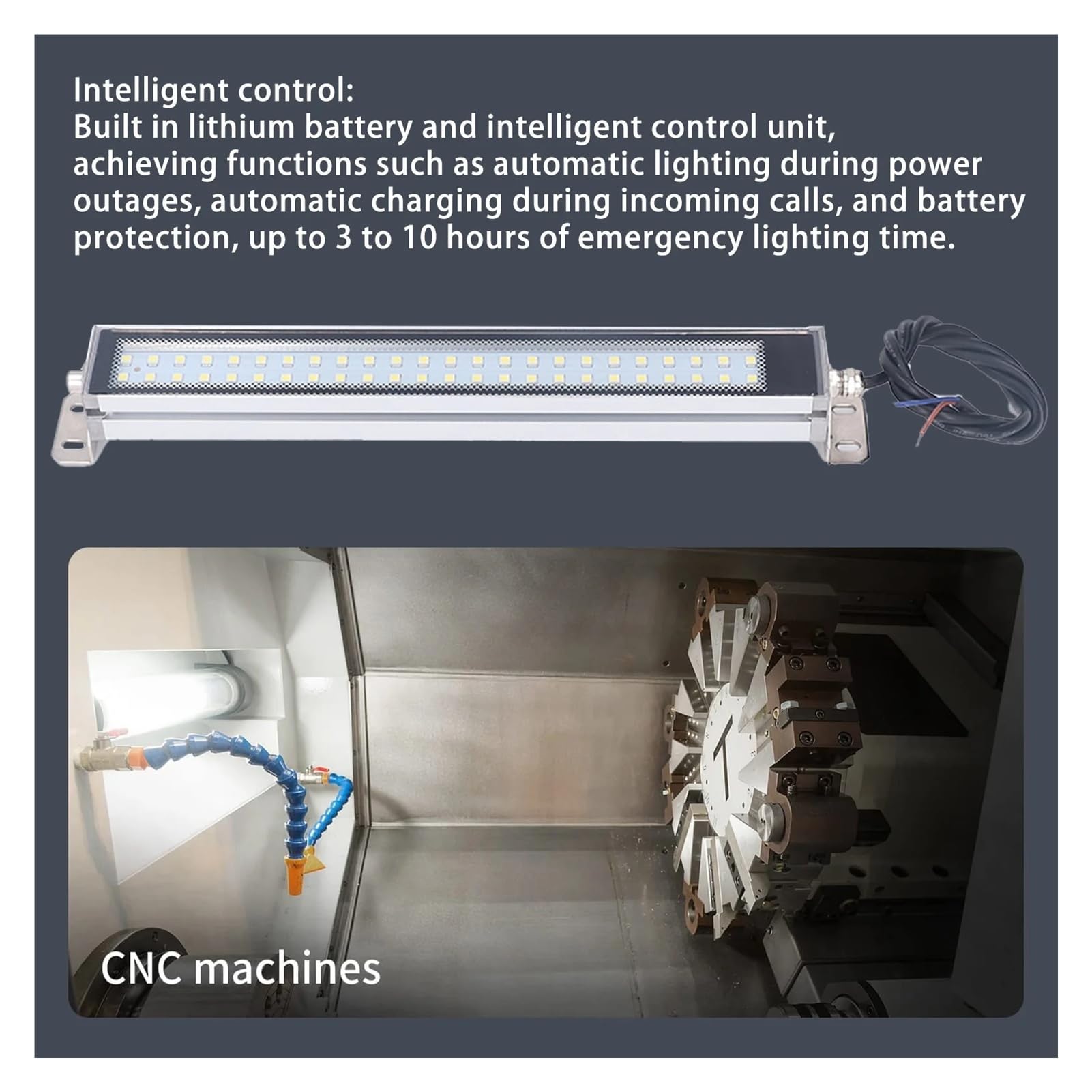 Tube lumineux d'atelier LED 22CM-53CM, éclairage industriel, résistant aux chocs, à la poussière et à l'eau for machines-outils, for tours pour machines-outils de tour(22cm cool white,100-230V)