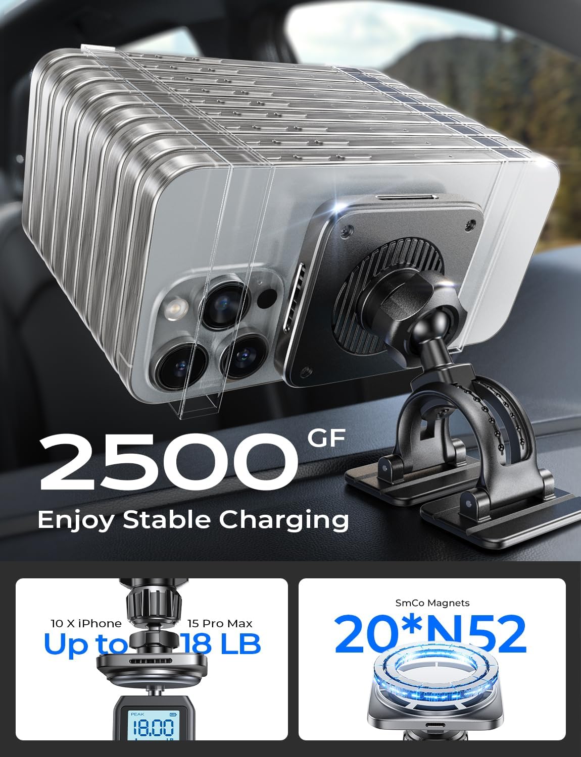 LISEN-Chargeur MagSafe Sans Fil Pour Voiture 15W, Universel, Magnétique, Charge Rapide, Accessoires De Voiture Pour IPhone 15